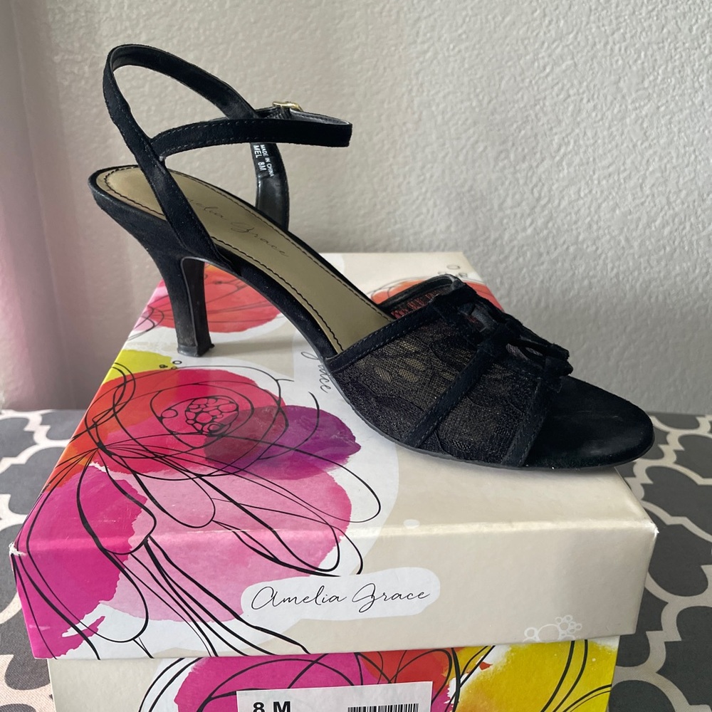Amelia Grace Black Lace Pump